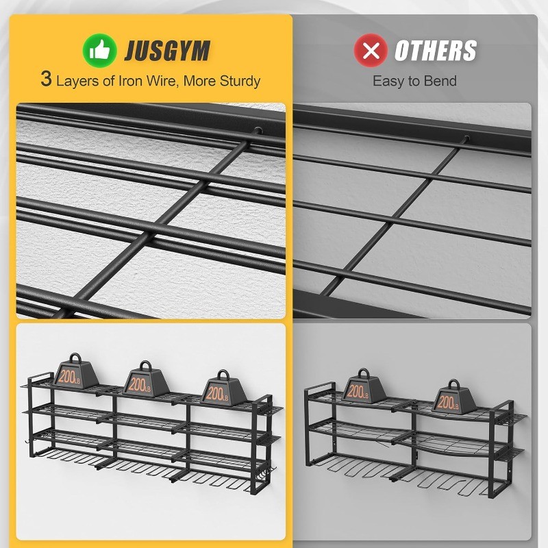 Power Tool Organizer Wall Mount, 4-Tier Tool Storage Rack with 12 Drill Holders