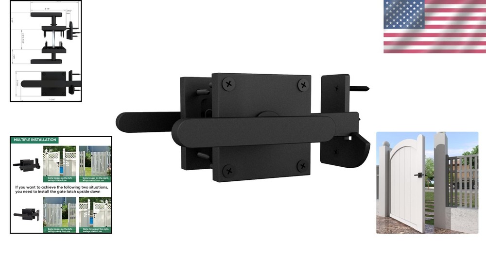 Heavy Duty Double Side Gate Latch - Black