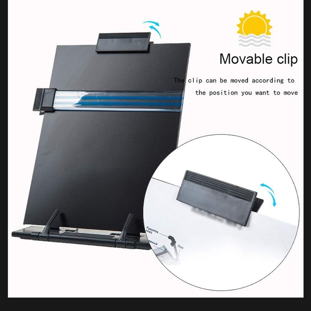 Compact Document Holder with Highlighting Clip & 7 Adjustable Angles for Comfort