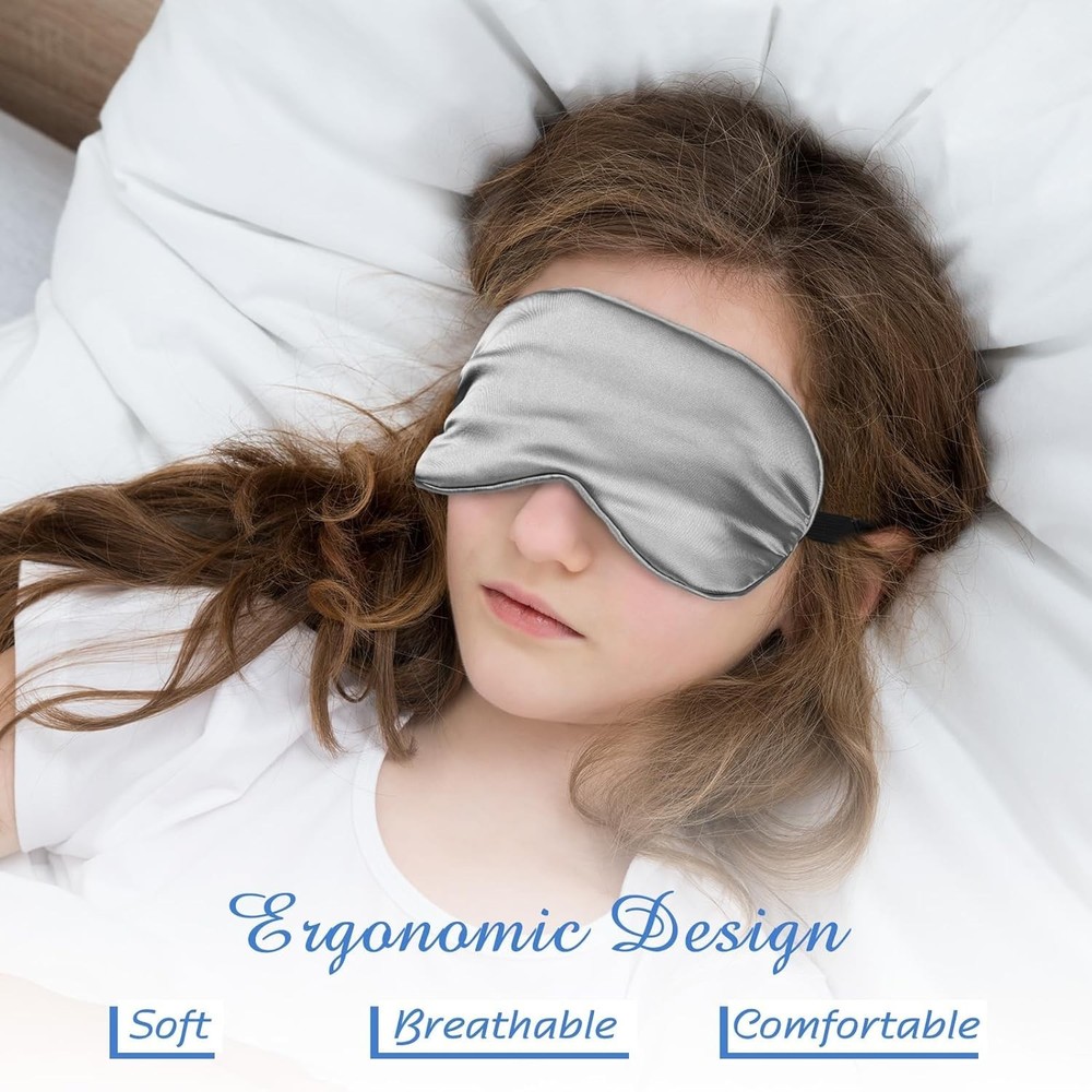 4 Pcs Silk Sleep Eye Masks Smooth Soft Satin Eye Covers with Adjustable Strap...