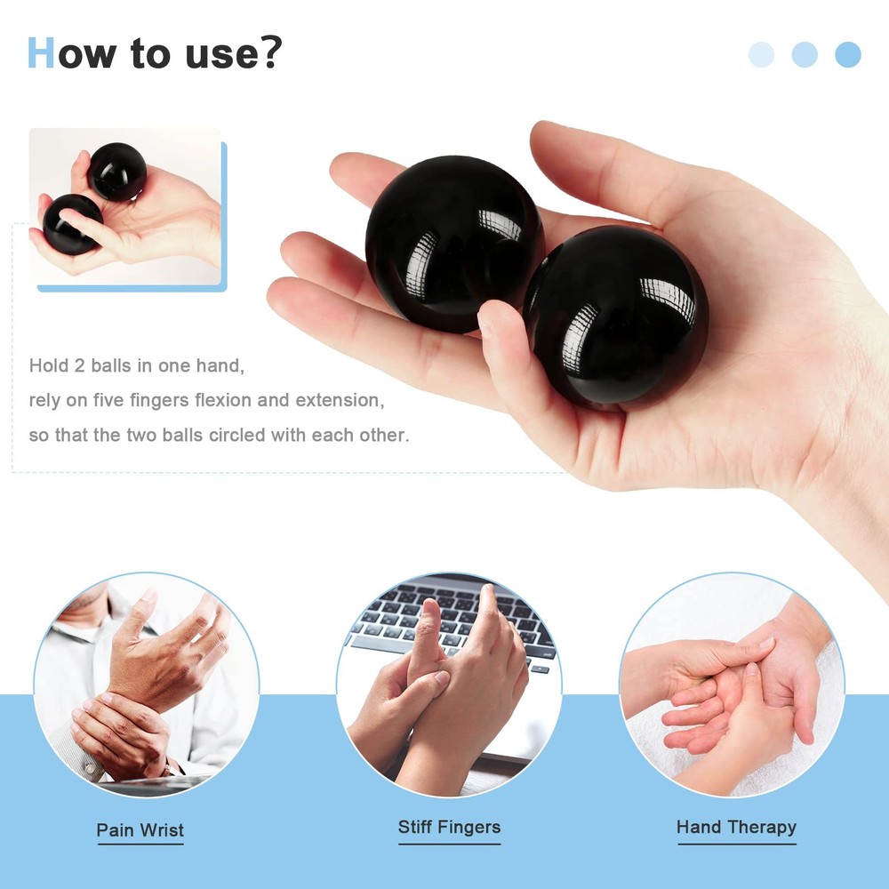 Learay Black Obsidian Baoding Balls - Chinese Health Exercise Massage - 2 Sizes