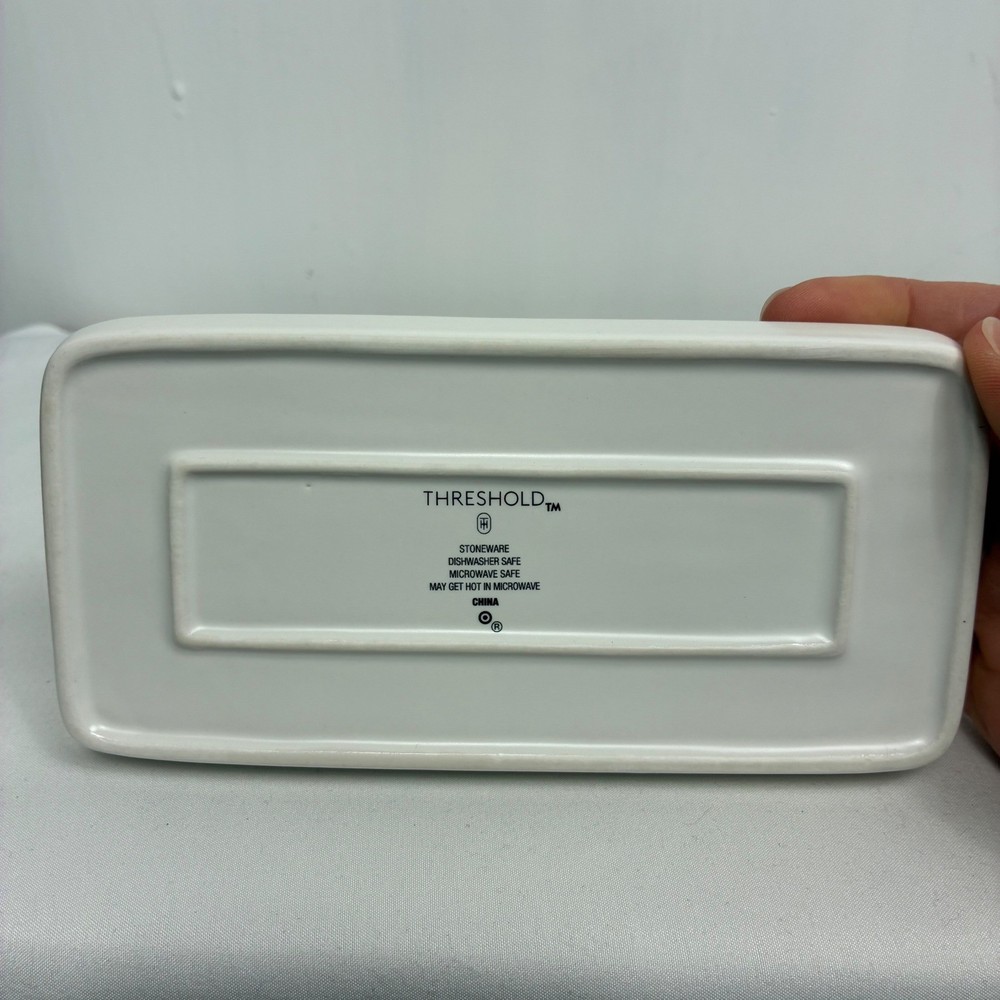 Threshold White Stoneware Butter Dish with Lid Rectangular Minimalist Modern