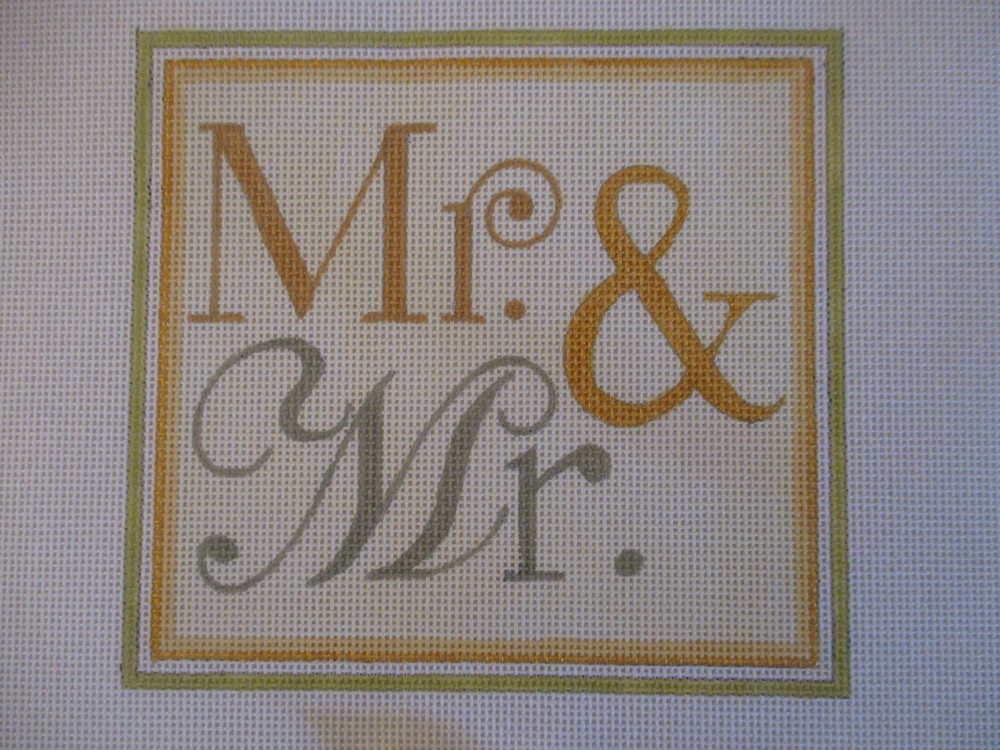 Handpainted Needlepoint Canvas for "Mr. & Mr." Insert
