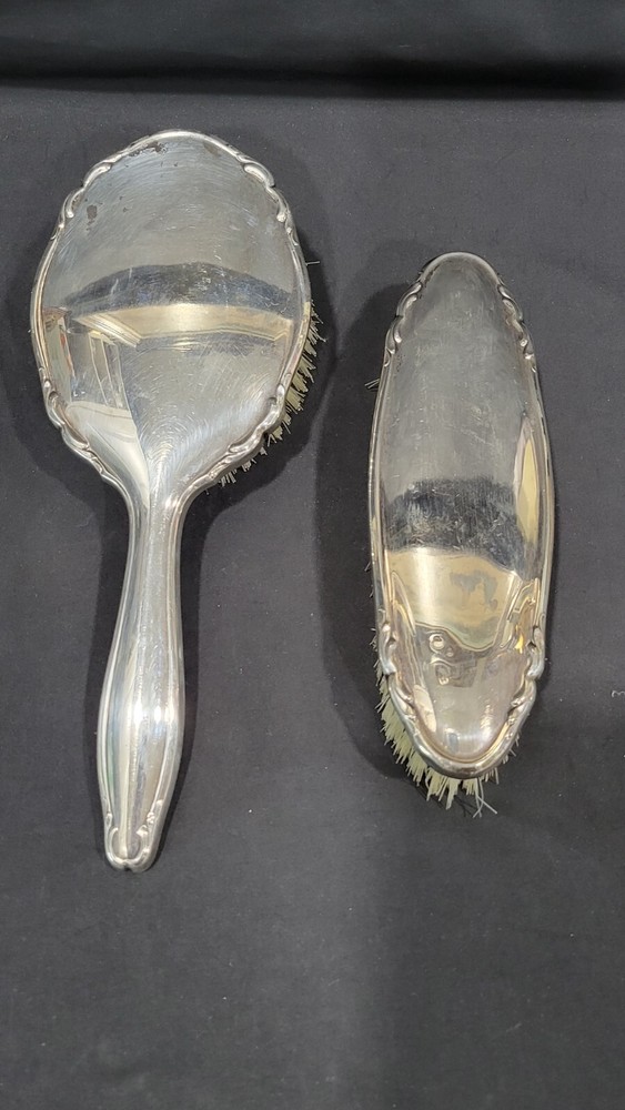 Two Vintage German 835 Silver Vanity Brushes