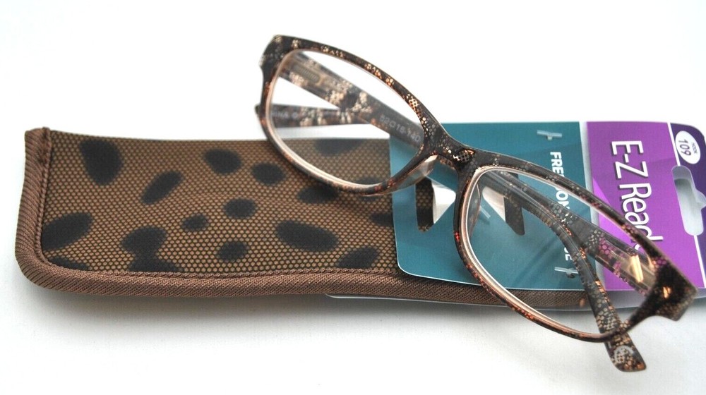 E-Z Reader " SONDRA BRN " lace pattern Reading Glasses w/ case CHOOSE STRENGTH