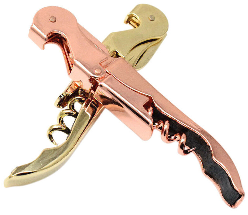 Gold & Copper Plated Corkscrew Double Hinge Waiters Wine Key/Bottle Opener