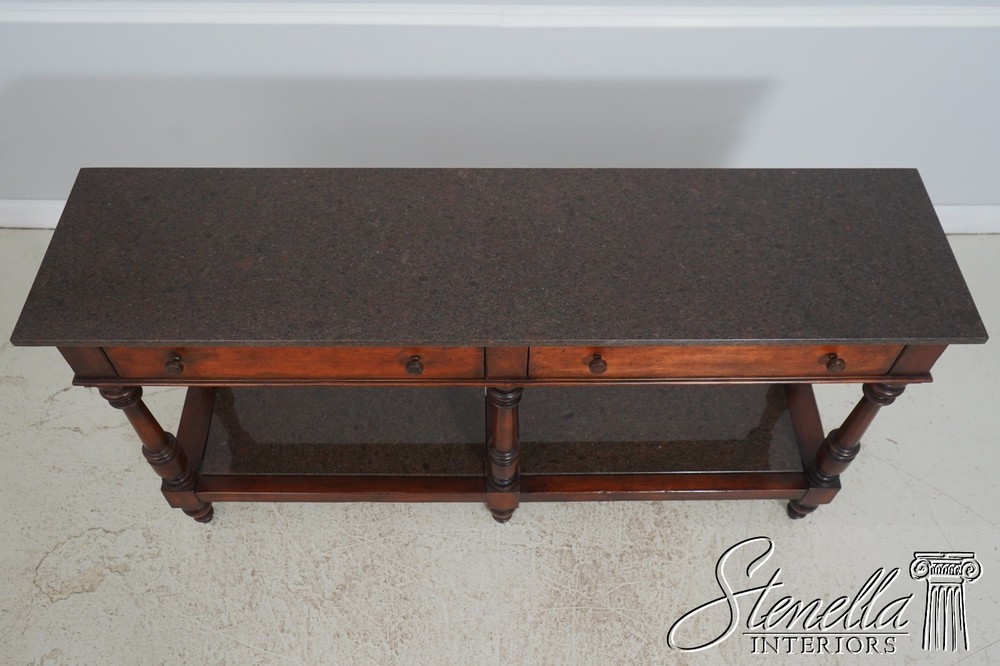 71957: HENREDON Acquisitions Walnut Finish Marble Top Server Console Table