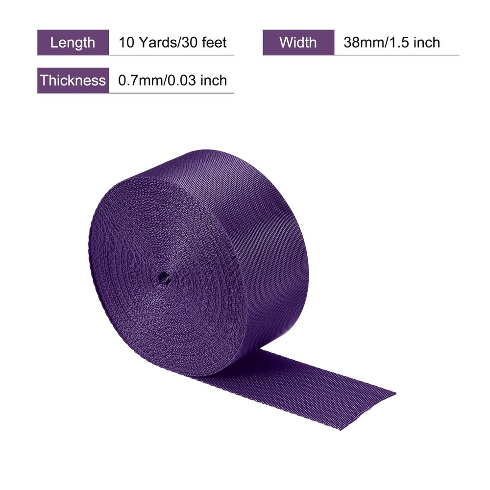 Flat Nylon Webbing Strap 1.5 Inch 10 Yards Dark Purple for Backpack