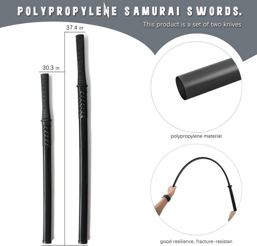 RTCT Katana Sword Polypropylene Training Samurai Sword 2-Piece Set with Displ...