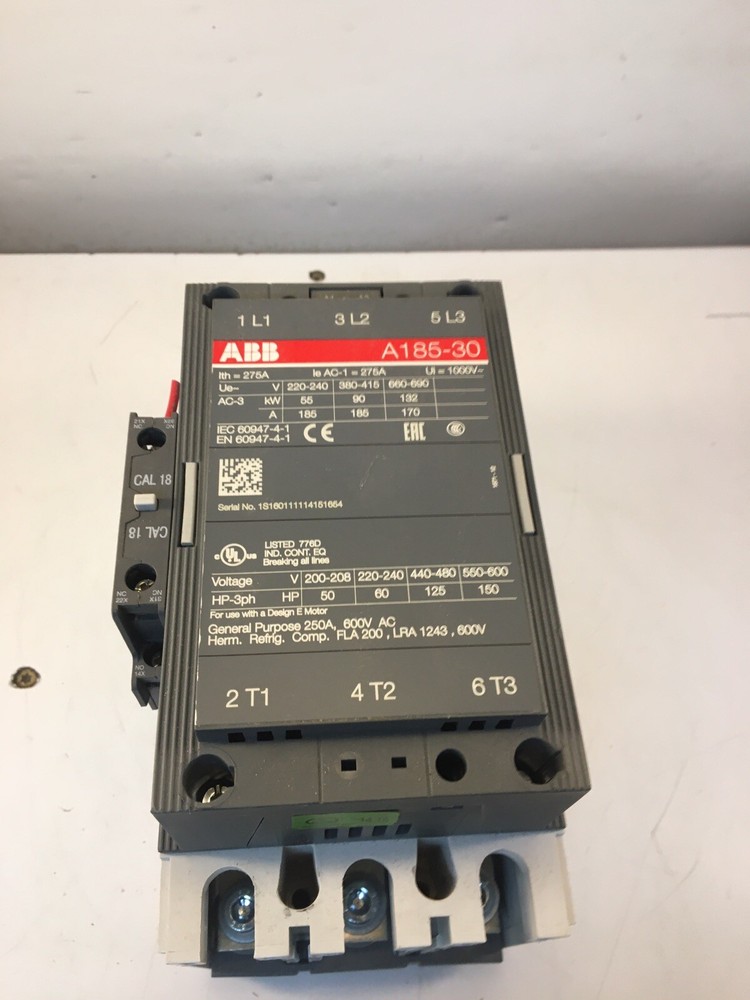 ABB A185-30 Contactor Motor Starter PULLED  From Working Environment See Photos