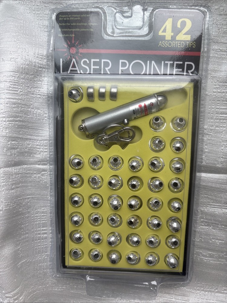 Laser Pointer Keychain with 42 Interchangeable Asst. Pattern Tips