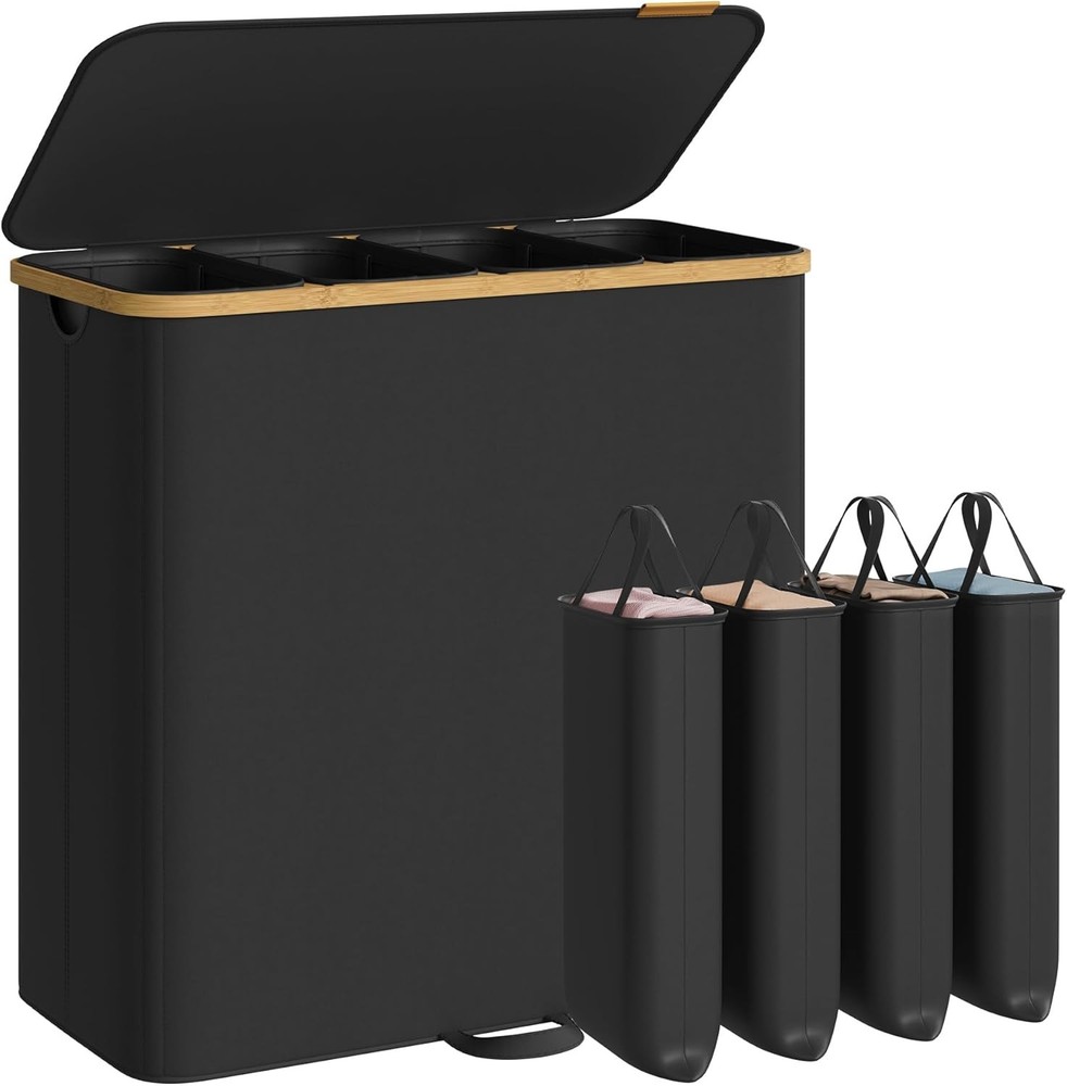 Laundry Hamper, Laundry Sorter with Lid, Storage Basket Bin, Removable Liners...