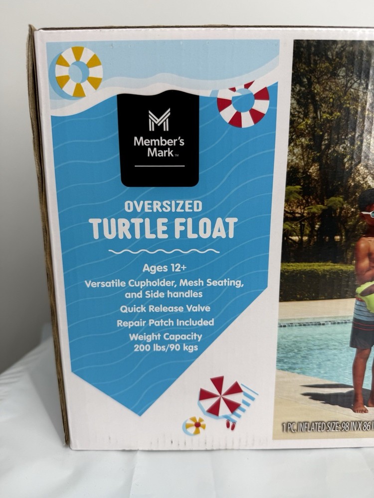 Member's Mark Oversized Turtle Pool Float, Mesh Seating, 56" Diameter NIB