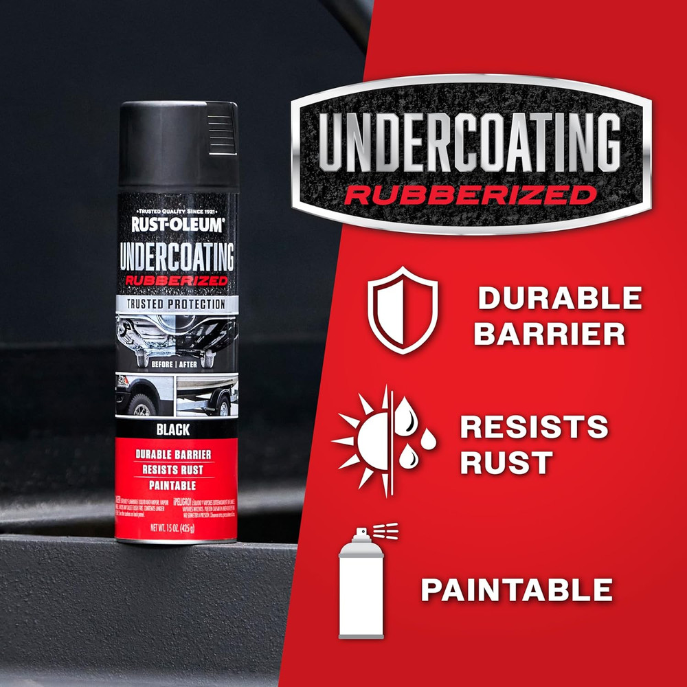 Rust-Oleum Stops Rust Undercoating Spray 15oz Rubberized Black 6-Pack