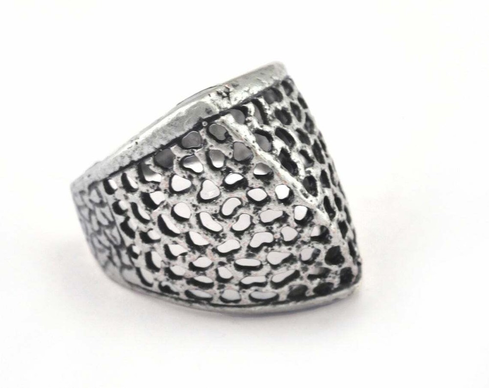 Ring Adjustable Mesh Ring Antique Silver brass Statement ring women rings 7.5US