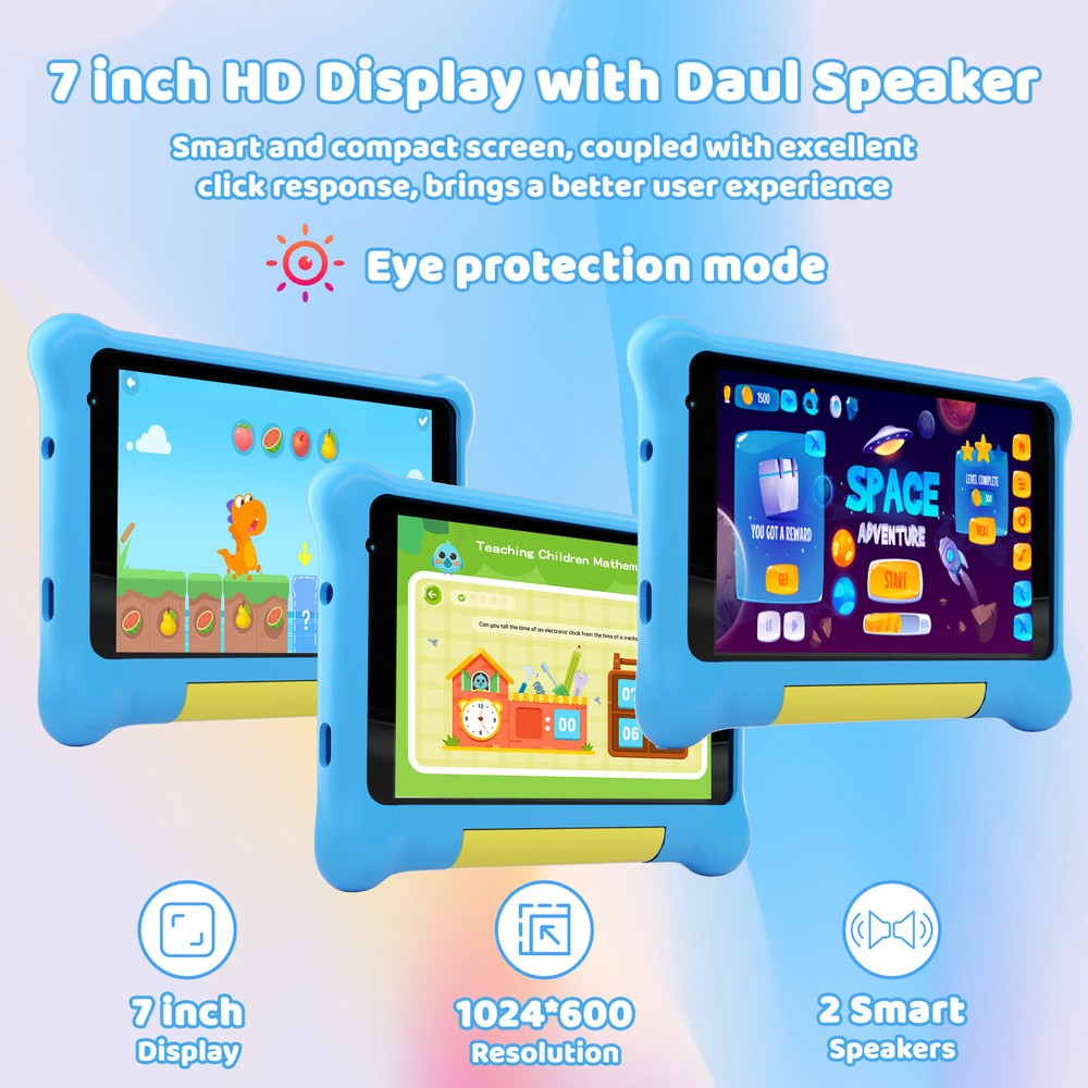 Kids Tablet 7" Android 12 Quad-core Tablet 32GB Tablets Shockproof Touchscreen