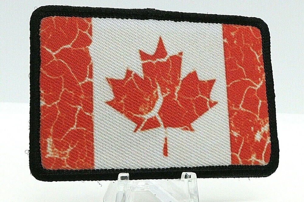 distressed Canadian Flag 2"x3" hook and loop tactical morale patch