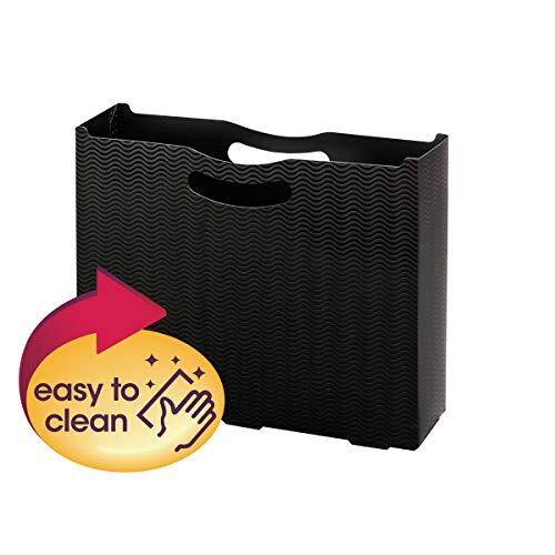 Poly File Box, 3" Expansion, Die-Cut Handles, Letter Size, Black Wave Pattern