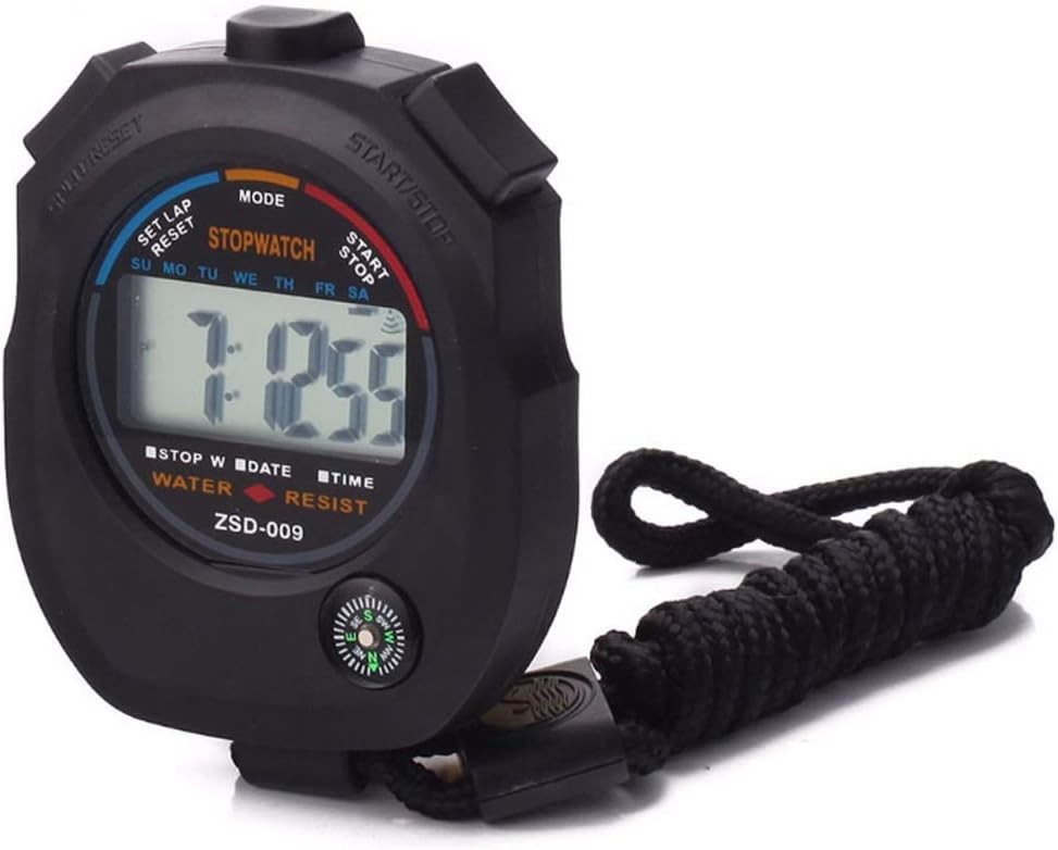6 Pack Multi-Function Electronic Digital Sport Stopwatch Timer, Large Black