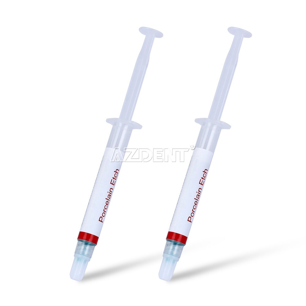 Dentex Porcelain Etch Gel 9.5% Hydrofluoric Acid Etchant 2.5 ml/syringe &Tips