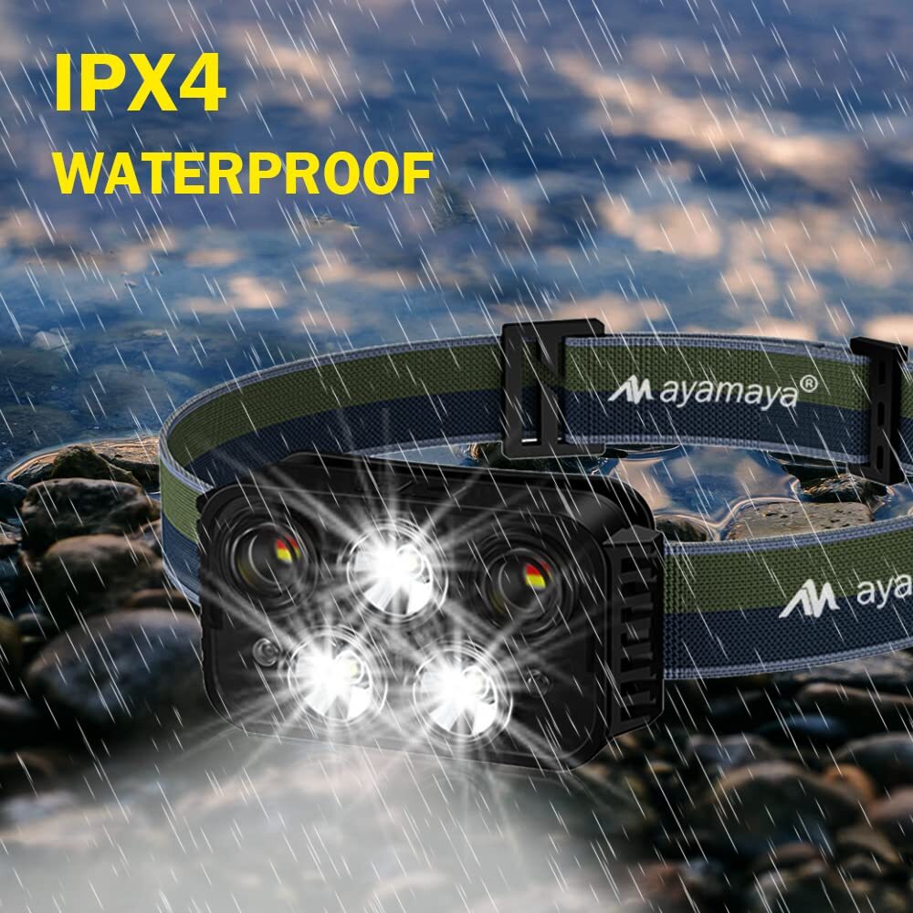 Rechargeable LED Head Light lamp Motion Sensor Flashlight 6 Mode 5Led