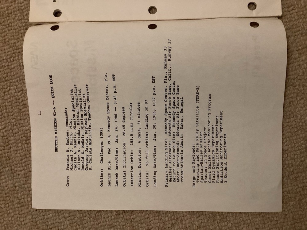 Space Shuttle Challenger Mission 51-L Press Kit