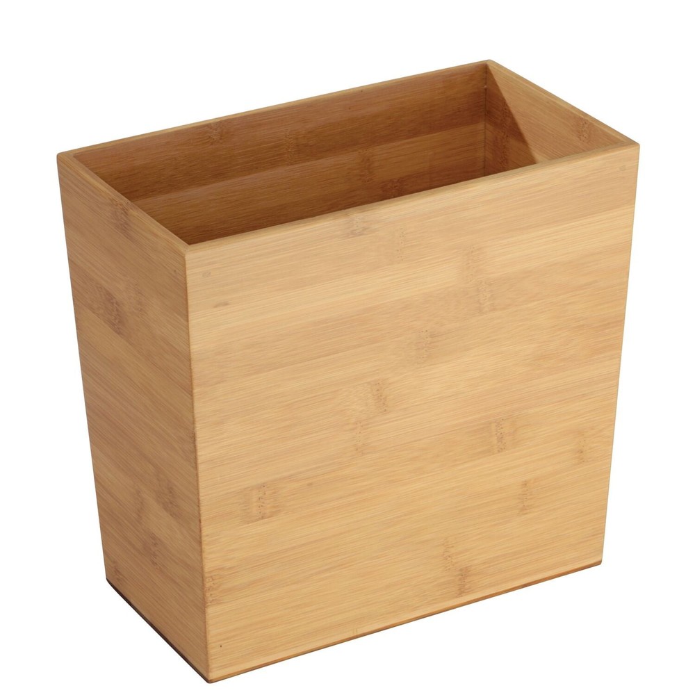 Rectangular Bamboo Wastebasket InterDesign Formbu Model Durable Office Bathroom