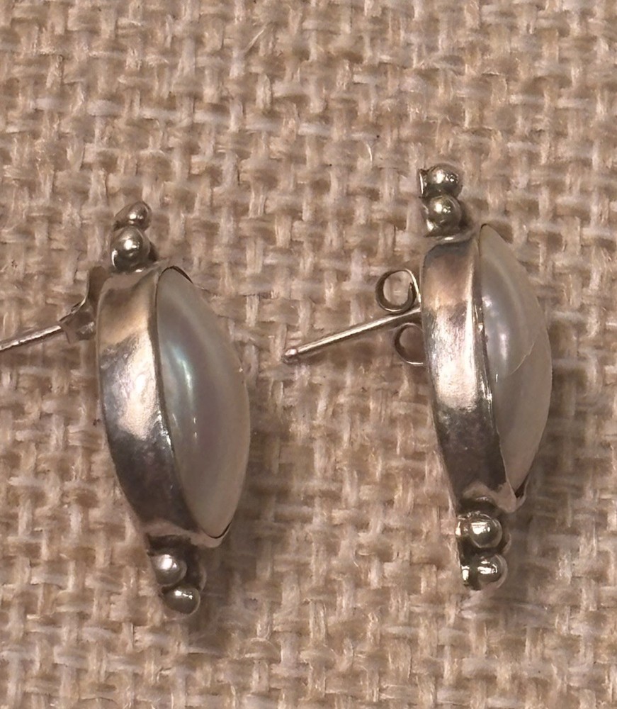 Sterling Silver And Pearl Stud Earrings High Quality