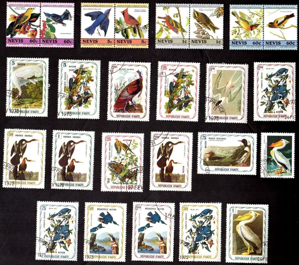 25 All Different AUDOBON BIRDS ON  STAMPS