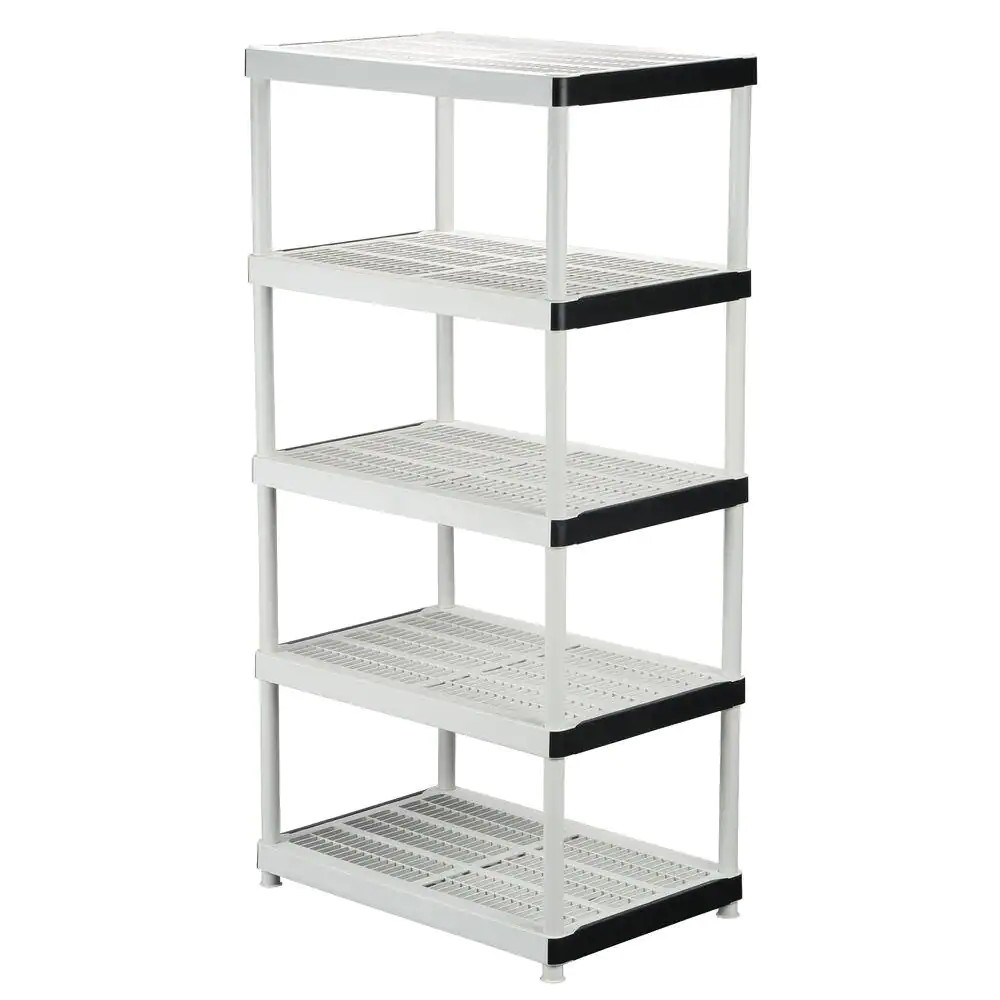 5-Tier Easy Assembly Multi-Purpose Plastic Garage Storage Shelving Unit in Gray