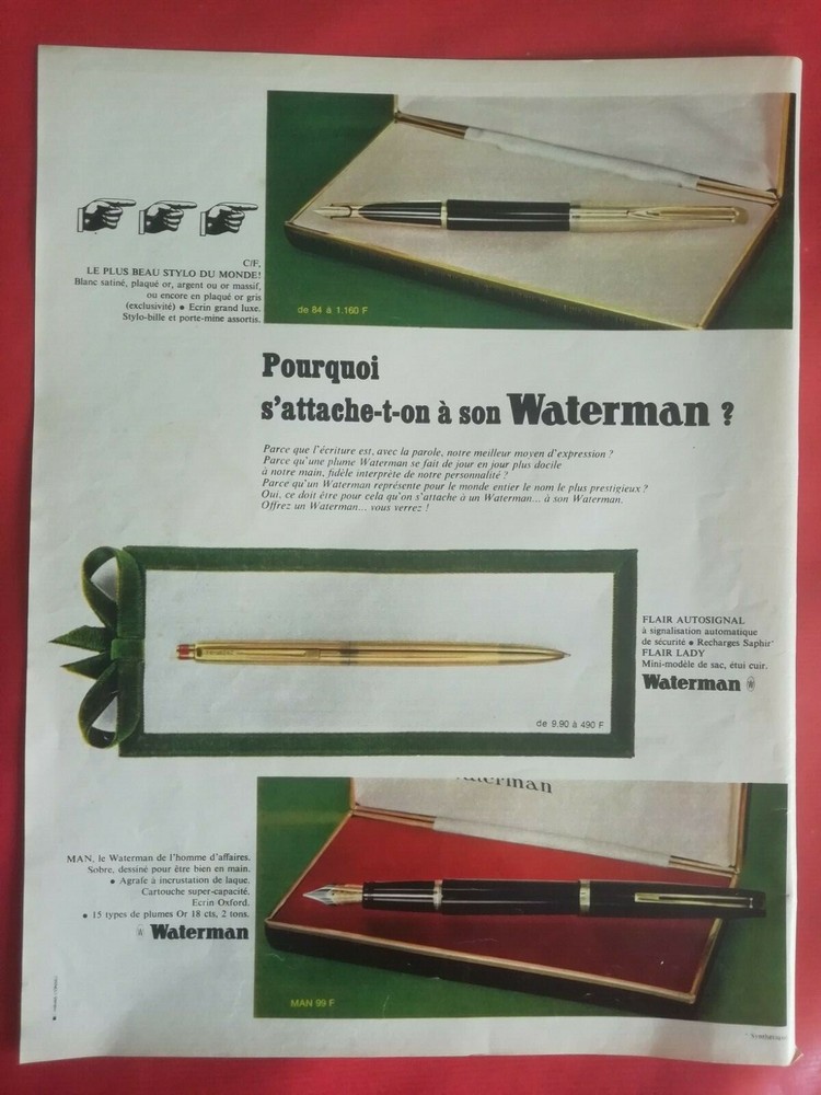 1967 WATERMAN Pen Press Advertising