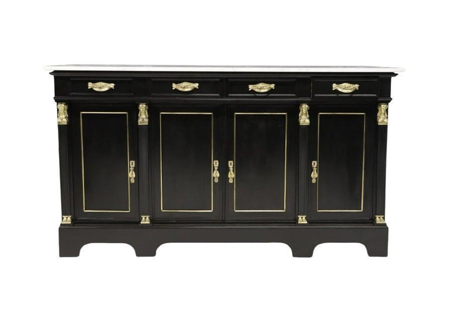 Empire Buffet with Marble Top and original Brass Hardware