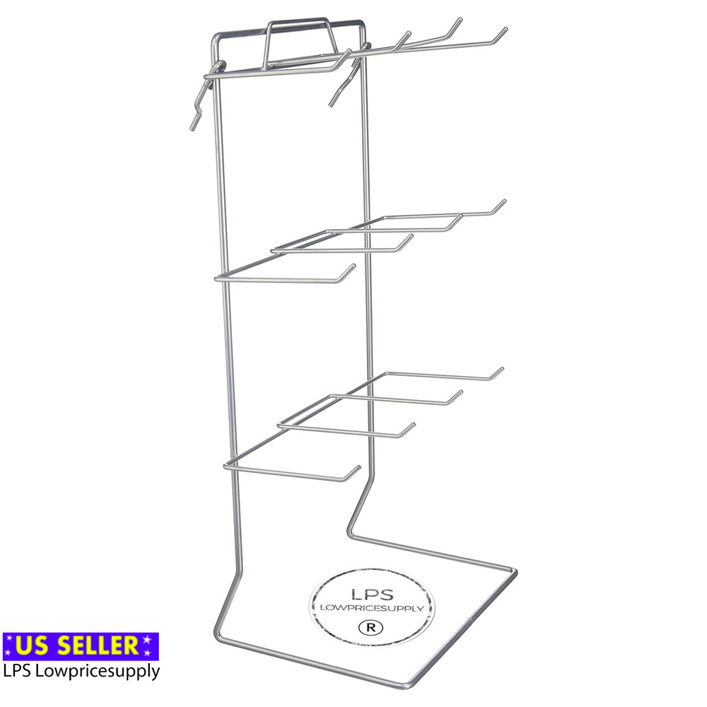Silver 12 Single Peg Hook Counter Top Display Rack (Holds 3" x 5" Item)