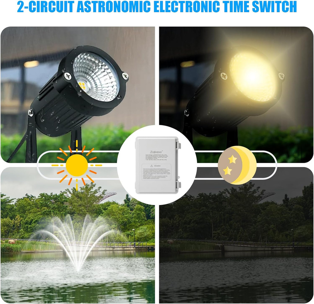 30A Astronomic Timer Switch, Weekly Scheduler, Waterproof, Rechargeable Battery