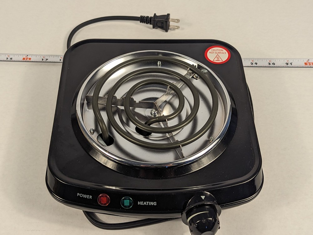Mainstays Black Single Burner with Adjustable Temperature Control