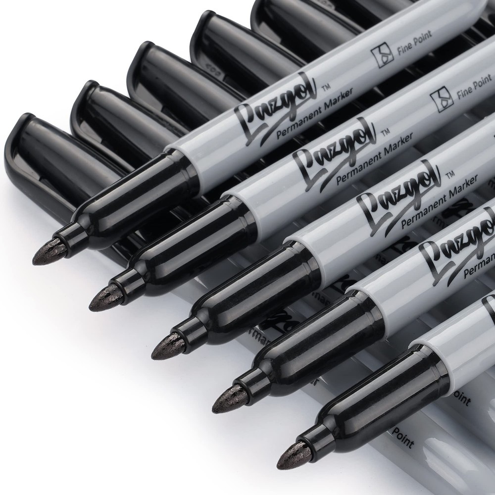 Permanent Markers Bulk, 32 Pack Black Permanent Marker Set, Fine Tip, Waterpr...