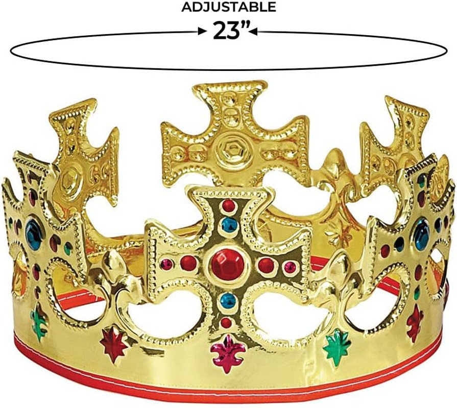Unique Gold Plastic King Crown - One Size, 1 Pc