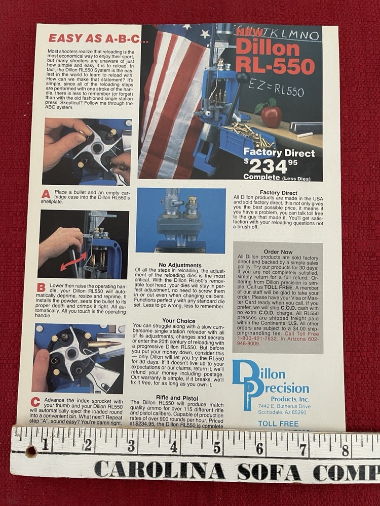 Vintage 1986 Print Ad Dillon Precision Reloader RL-550 Ammo Reloading Tools