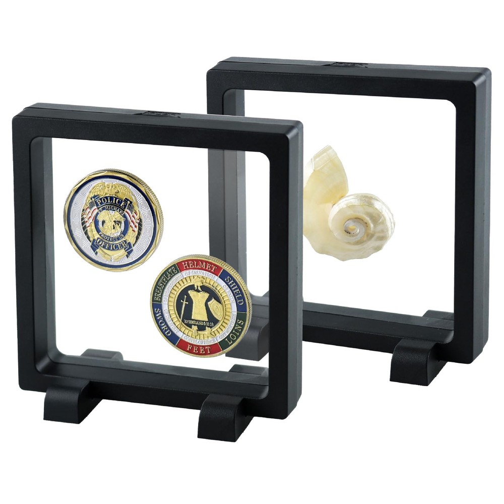 Challenge Coin Display Case 4.3" H Coin Display Frame, Clear 3D Floating Holders