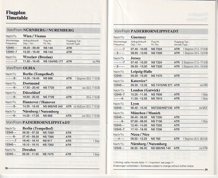 Eurowings timetable 1995/03/26