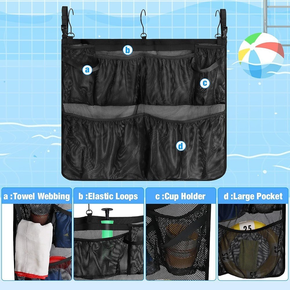 Efficient Pool Storage Bag with Adjustable Hooks for Easy Installation