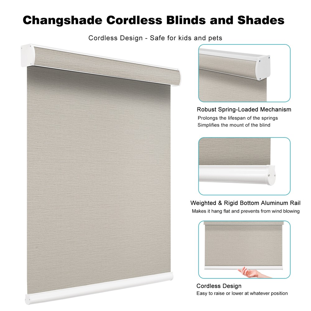 CUSTOM Cut Changshade Cordless Window Blinds Roller Shades Light Filtering Blind