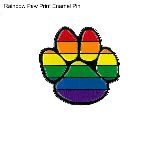 RAINBOW PAW PRINT 1-1/4" Enamel Pin (#1070)