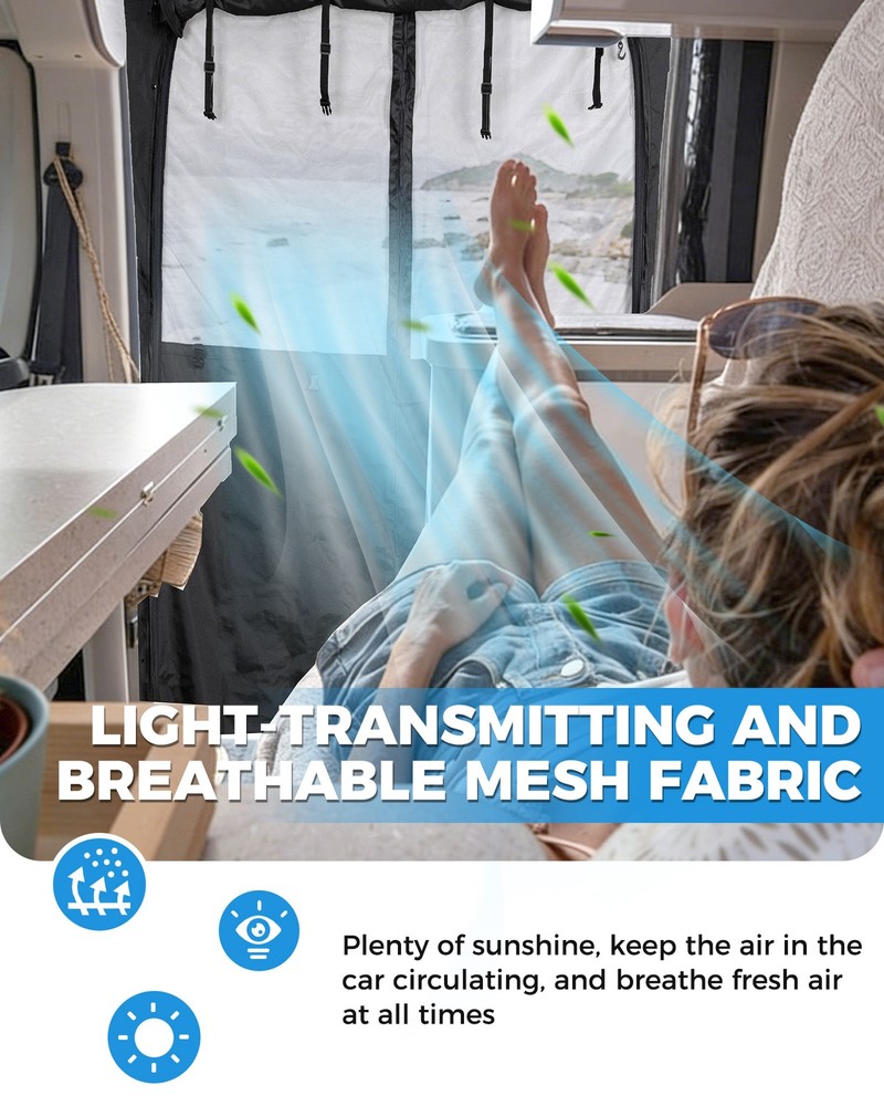 Van Bug Screen w/Privacy Panel Fit Mercedes Sprinter 2007-ON High Roof Side Door