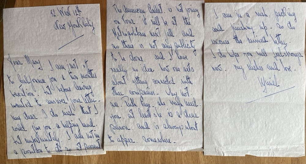 Ballerina Muriel Stuart  Autograph Letter Signed