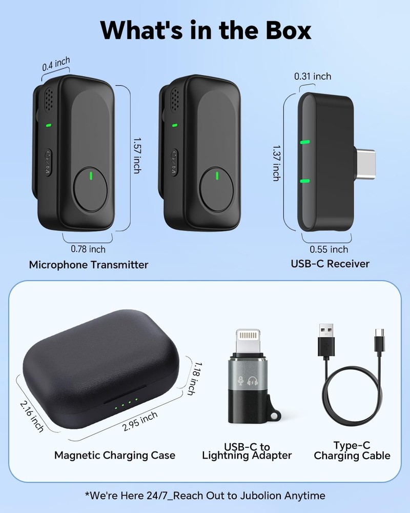 Wireless Lavalier Microphone for iPhone/Android Phone/Laptop/PC, Mini Lapel M...