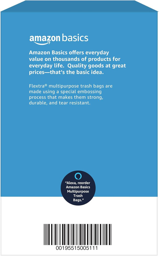 Flextra Multipurpose Drawstring Trash Bags, 30 Gallon, 50 Count