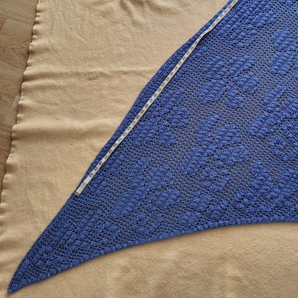 Handmade Hand Knit Periwinkle Blue Triangle Shall