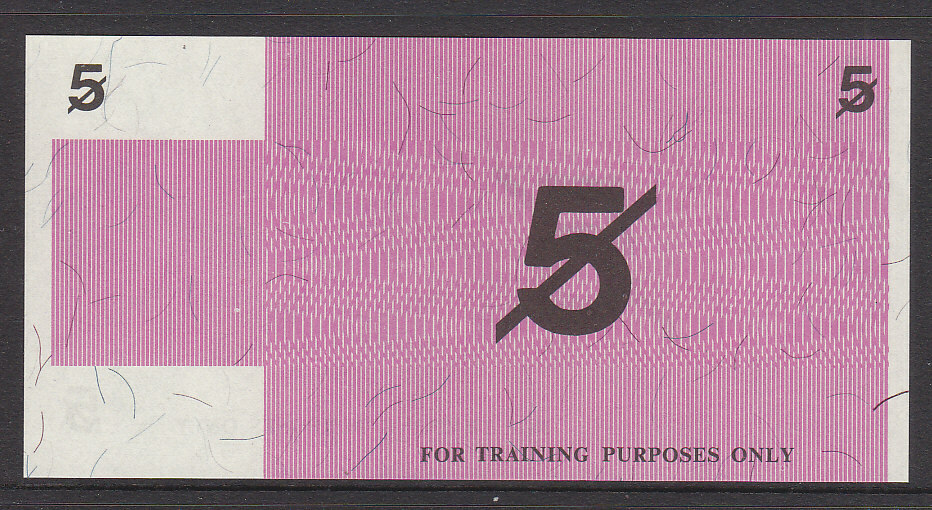 BANKNOTES: TRAINNING NOTE  $5.00  VERY FINE..