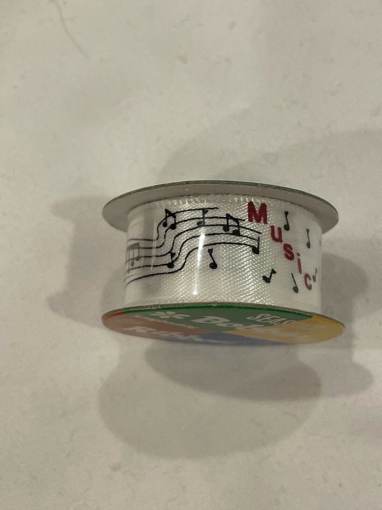 Scrapbooking Bobbin Card Making Ribbon Polyester 5/8" x 4' "Musical Notes"